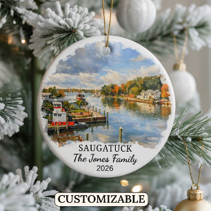 Personalisierter Saugatuck-Schmuck, Individuelles Keramik Ornament