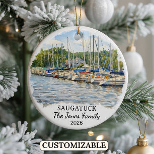 Personalisierter Saugatuck-Schmuck, Michigan indiv Keramik Ornament