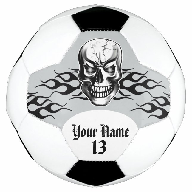 Personalisierter Schädel und Flammen Fußball (Vorderseite)