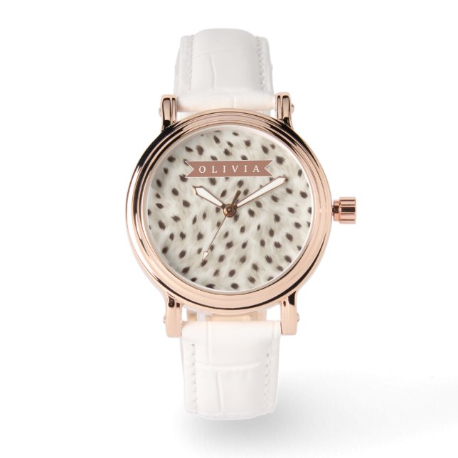 Personalisierter Schicker Neutraler Leopard Tierdr Armbanduhr (Vorderseite)