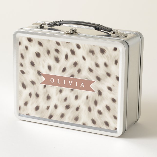 Personalisierter Schicker Neutraler Leopard Tierdr Metall Brotdose (Vorderseite)