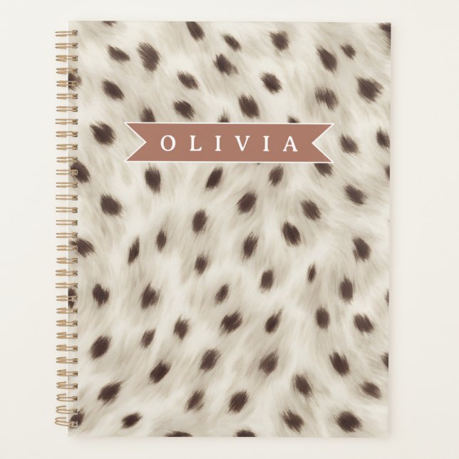 Personalisierter Schicker Neutraler Leopard Tierdr Planer (Vorderseite)