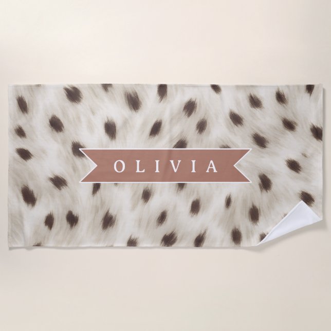 Personalisierter Schicker Neutraler Leopard Tierdr Strandtuch (Vorderseite)