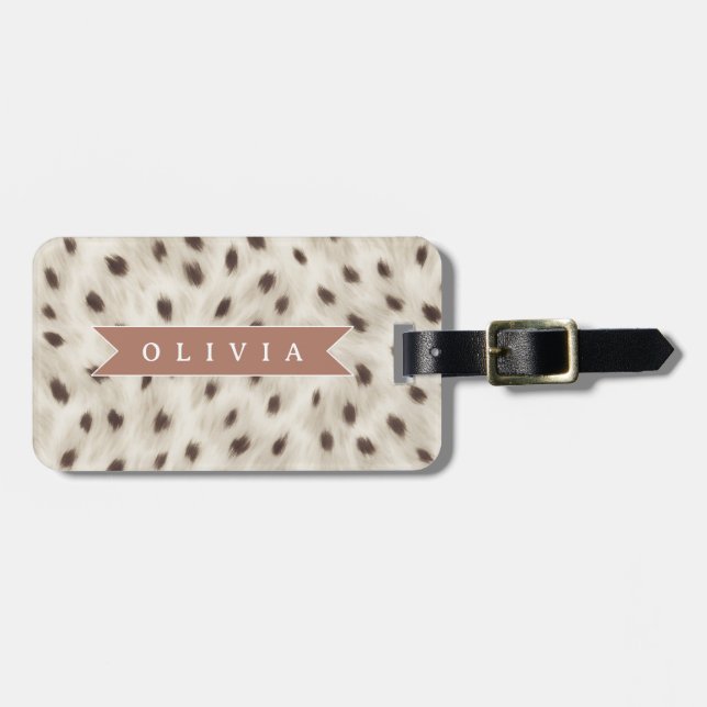 Personalisierter Schicker Neutraler Leoparden-Tier Gepäckanhänger (Vorderseite horizontal)