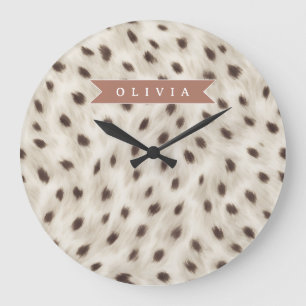 Personalisierter Schicker Neutraler Leoparden-Tier Große Wanduhr