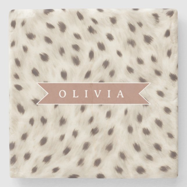 Personalisierter Schicker Neutraler Leoparden-Tier Steinuntersetzer (Vorderseite)