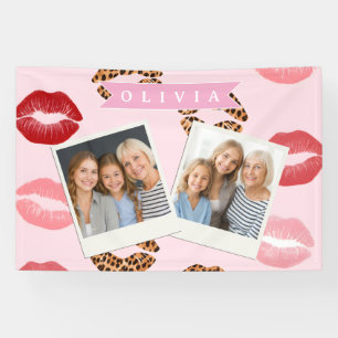Personalisierter Schicker Rosa Leoparden-Druck Lip Banner