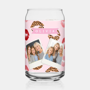 Personalisierter Schicker Rosa Leoparden Druck Lip Dosenglas