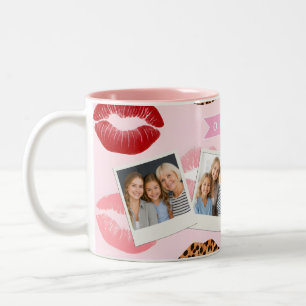 Personalisierter Schicker Rosa Leoparden-Druck Lip Zweifarbige Tasse
