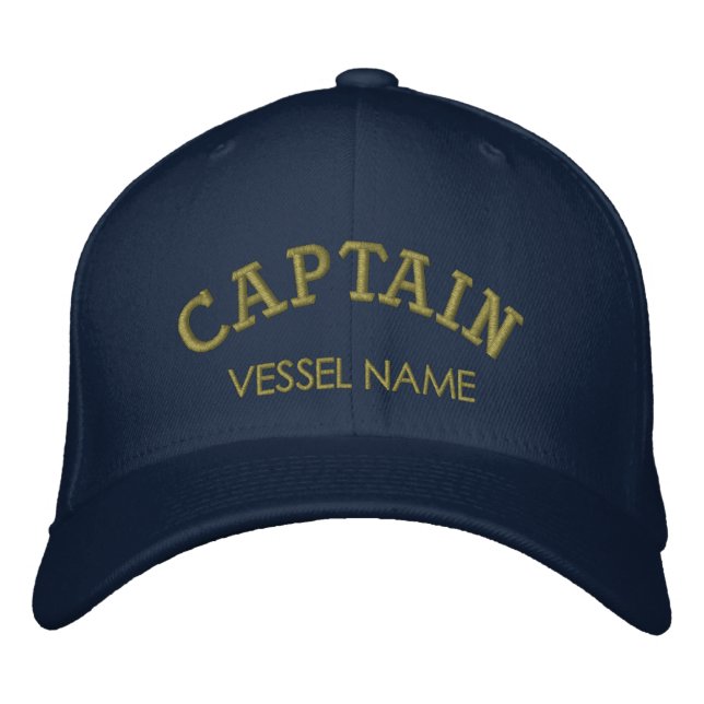 Personalisierter Schiffsname Captain Hat Bestickte Kappe (Vorderseite)