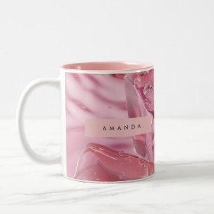 Personalisierter Schimmer Glänzend Rosa Eis Zweifarbige Tasse