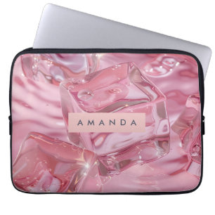 Personalisierter Schimmer Glossy Pink Ice Laptopschutzhülle