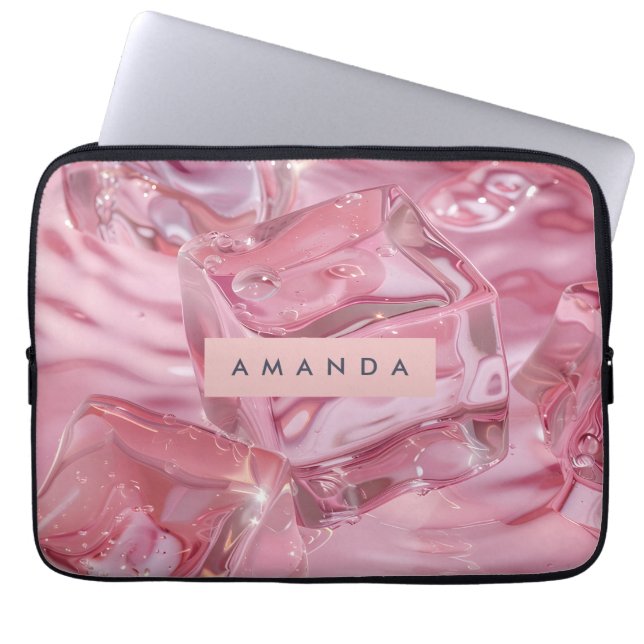 Personalisierter Schimmer Glossy Pink Ice Laptopschutzhülle (Vorderseite)