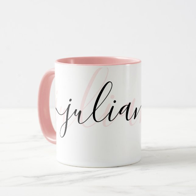 Personalisierter, schimmernder Rosa und Schwarz Tasse (Vorderseite Links)