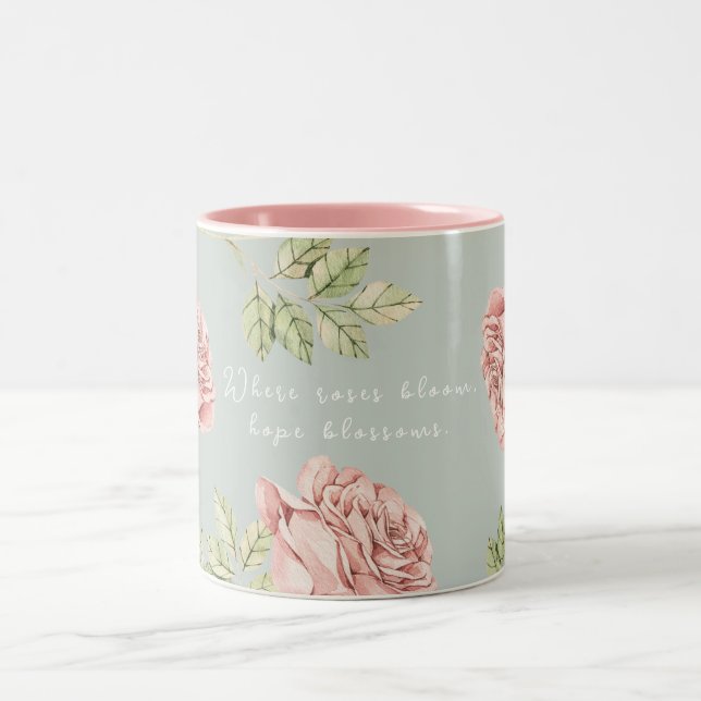 Personalisierter Schlamm mit Rose Zweifarbige Tasse (Mittel)