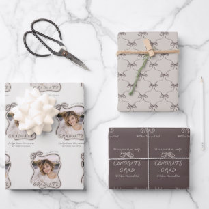 Personalisierter Schleifen-Wellenrahmen-Foto-Absch Geschenkpapier Set