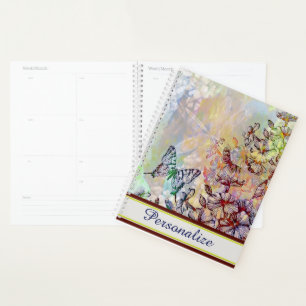 Personalisierter Schmetterling, Libelle und Blumen Planer