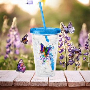 Personalisierter Schmetterling-Splatter Acryltrinkbecher