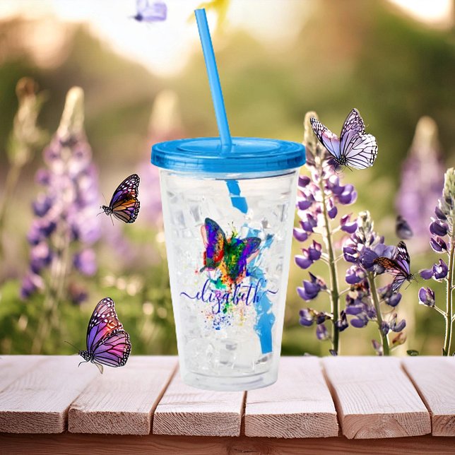Personalisierter Schmetterling-Spritzer Acryltrinkbecher (Von Creator hochgeladen)
