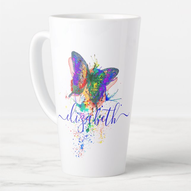 Personalisierter Schmetterling-Spritzer Milchtasse (Linke Ecke)