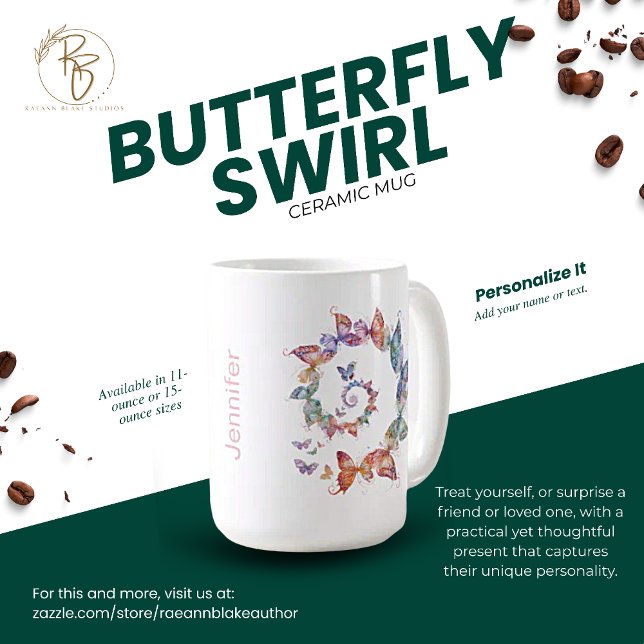Personalisierter Schmetterling Swirl Keramik Tasse (Von Creator hochgeladen)