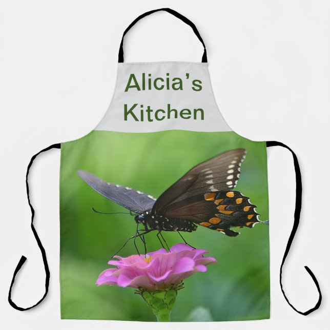 Personalisierter Schmetterling über Zinnia Schürze (Vorderseite)