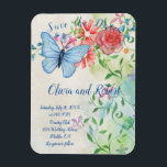 Personalisierter Schmetterling und rote Rose Magnet<br><div class="desc">Personalisierter Schmetterling und rote Rose Save the Date für Ihren glücklichsten Tag aller Zeiten. Fügen Sie Ihre persönliche Save the Date-Nachricht hinzu oder verließ sie leer.</div>