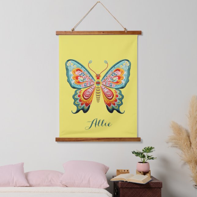 Personalisierter Schmetterling Wandteppich Mit Holzrahmen (Schlafzimmer)