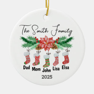 Personalisierter Schmuck für eine Familie mit fünf Keramik Ornament
