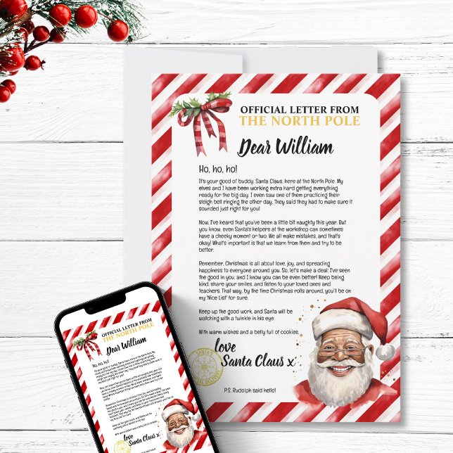 Personalisierter, schmutziger Brief aus Santa Fun Einladung (Positive Personalized Naughty Letter To Santa  magic north pole  workshop for kids children red fun)