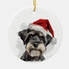 Personalisierter Schnauzer-Hund Weihnachten Keramik Ornament