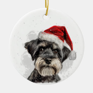 Personalisierter Schnauzer-Hund Weihnachten Keramik Ornament