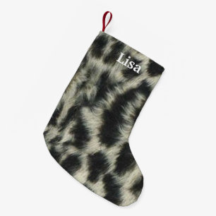 Personalisierter Schnee-Leopard-WeihnachtsStrumpf Kleiner Weihnachtsstrumpf