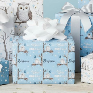 Personalisierter Schneeeule Winter Onederland Gebu Geschenkpapier