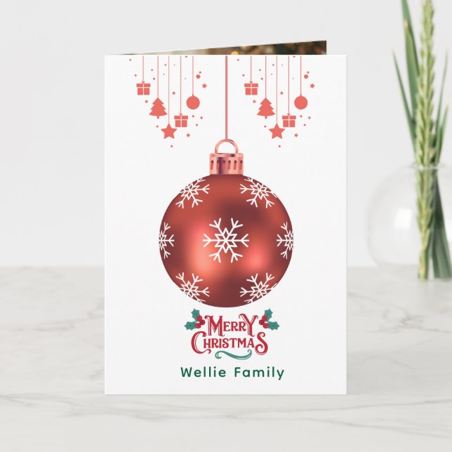 Personalisierter Schneeflocken-Ornament-Weihnachts Karte (Vorderseite)