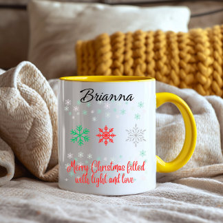 Personalisierter Schneeflocken-Weihnachts Zweifarbige Tasse