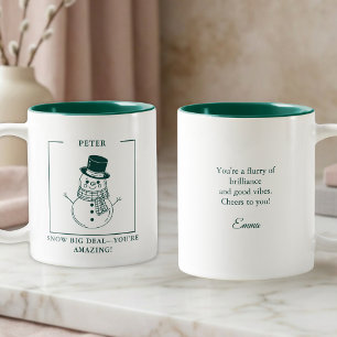 Personalisierter Schneemann-Becher – Geschenk für Zweifarbige Tasse