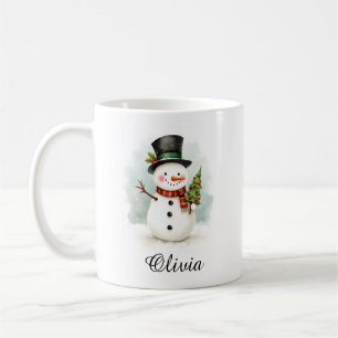 Personalisierter Schneemann-Kaffeebecher mit Namen Kaffeetasse