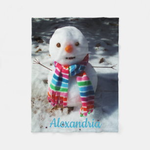 Personalisierter Schneemann mit Rainbow Scarf Flee Fleecedecke