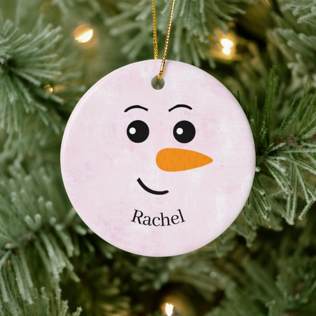 Personalisierter Schneemann-Name Keramik Ornament (Baum)