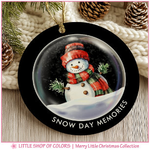 Personalisierter Schneemann-Schneekugel-Foto-Weihn Keramik Ornament
