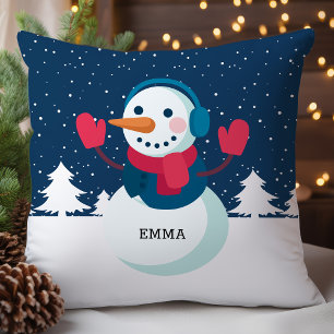Personalisierter Schneemann Weihnachten Kissen