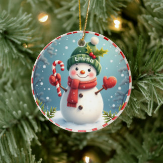 Personalisierter Schneemann-Weihnachts-Acryls-Schm Keramik Ornament