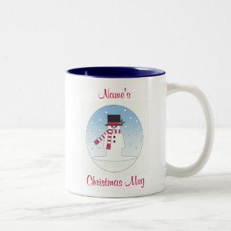 personalisierter Schneemann Zweifarbige Tasse