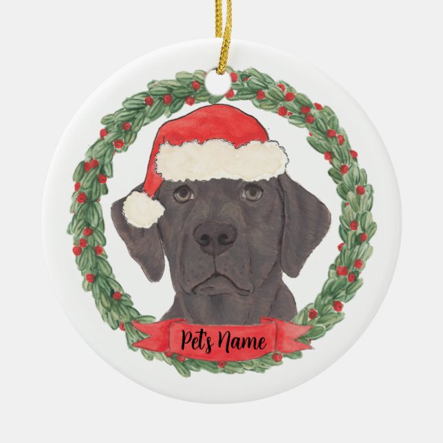 Personalisierter Schokolade-Labrador Keramik Ornament (Vorne)
