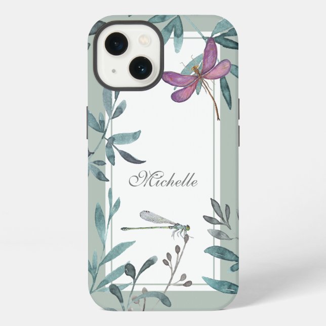 Personalisierter Schöner Libellengarten iPhone Hülle (Rückseite)