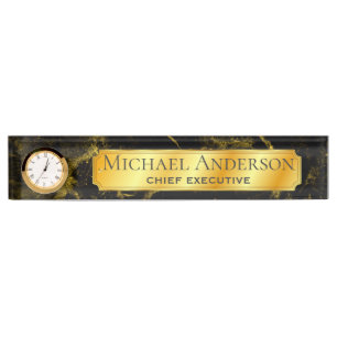 Personalisierter Schreibtisch Name Plakat Schwarze Namensplakette