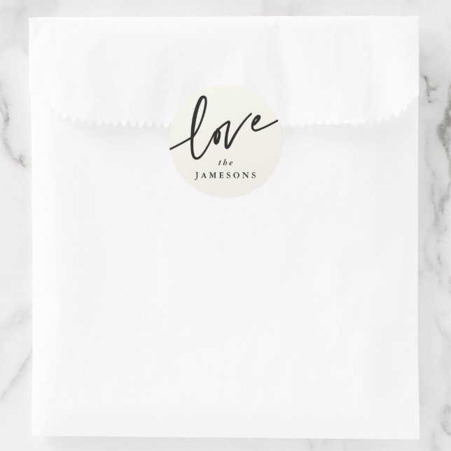 Personalisierter Schriftart "Liebe" Runder Aufkleber (Tasche)