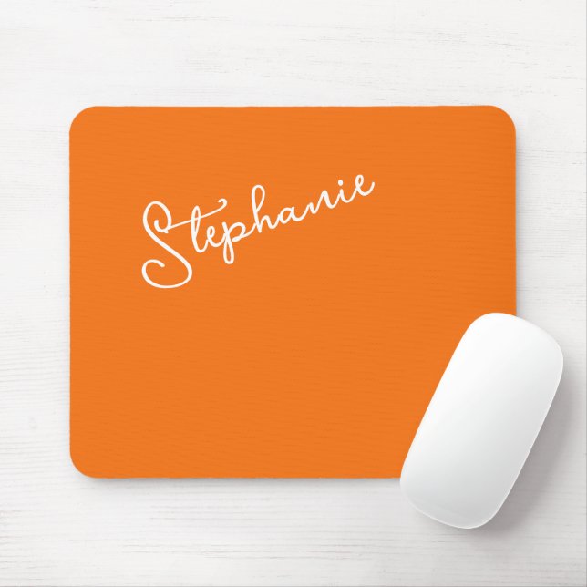 Personalisierter Schriftname Minimalistisch Orange Mousepad (Mit Mouse)