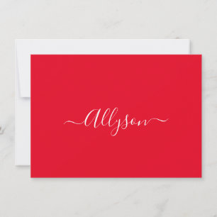 Personalisierter Schriftname & Nachricht, Rot Feiertagskarte